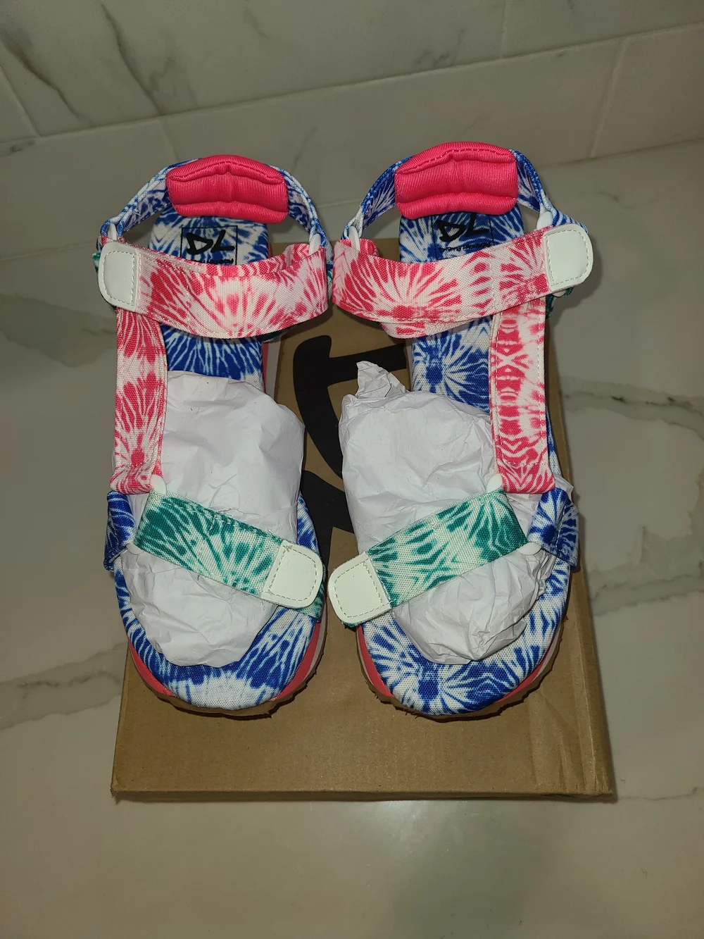 Dirty Laundry Women's Tie-Dye Platform Sandals - Blue/Pink/Green 8.5 EU 39 NEW